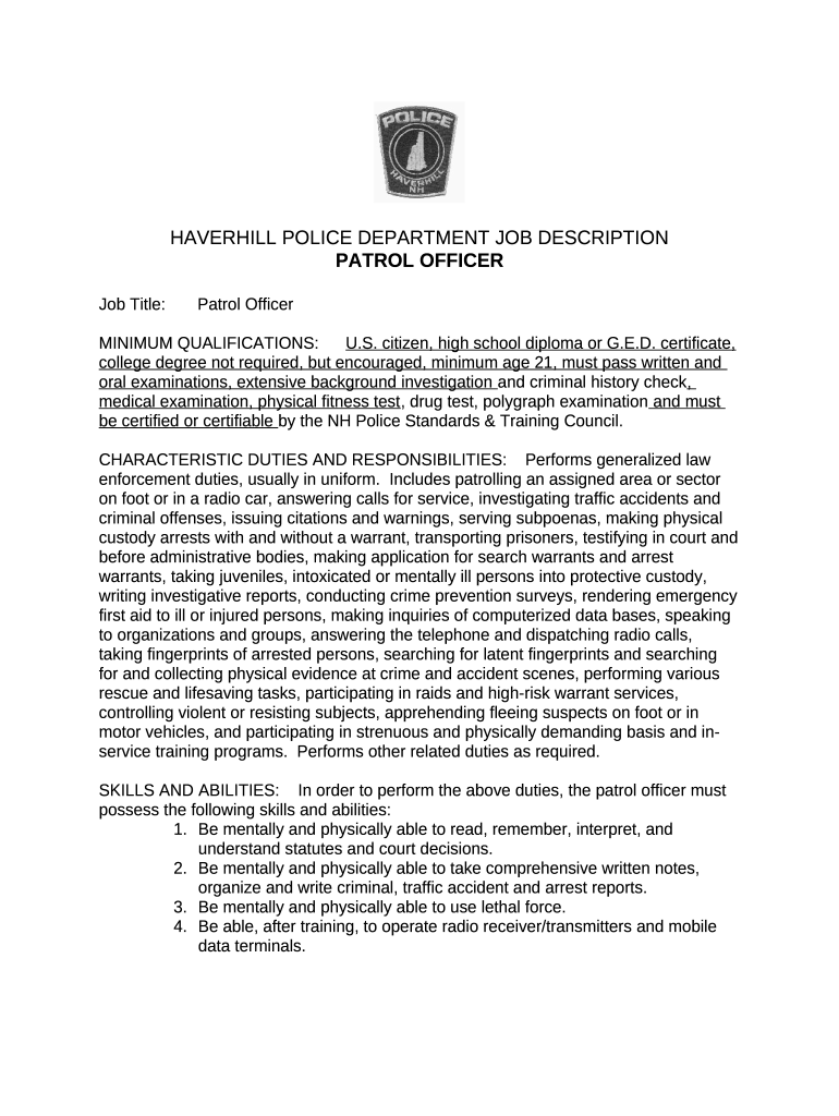 Border Patrol Officer Salary Info, Duties and Requirements Doc Template pdfFiller