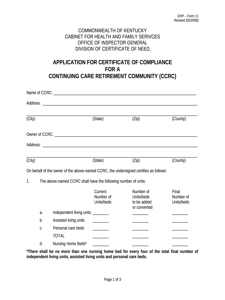 Certificate of Need for Health and Family Services Doc