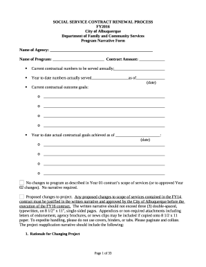 Social service contract renewal process - City of Albuquerque