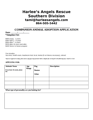 Adoption Fee - Harlee's Angels