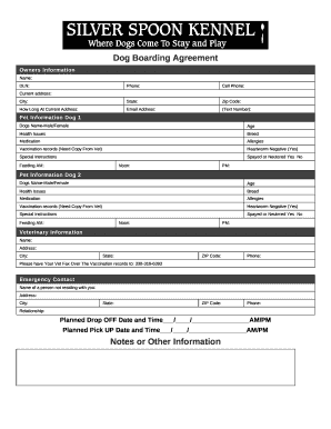 Silver Spoon Dog Kennel Agreement. Agreement
