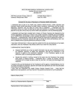 HIPAA Consent Disclosure PHI