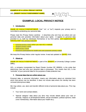 Example of a local privacy notice