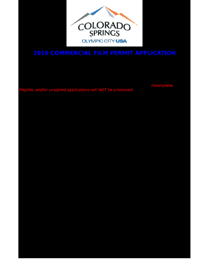 2019 COMMERCIAL FILM PERMIT APPLICATION