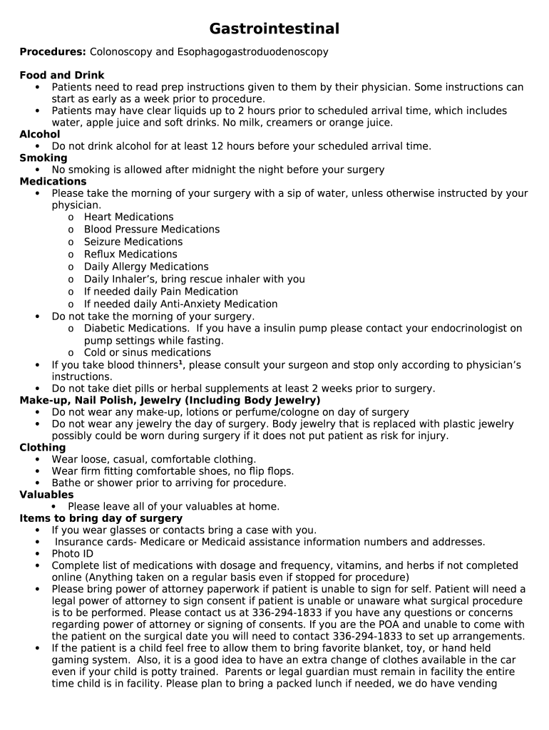 Patient Instructions for Colonoscopy and Upper GI Endoscopy Doc