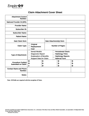 Claim Attachment Cover Sheet - Delta Dental of Minnesota