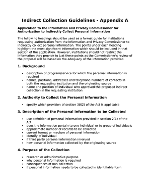 Indirect Collection Guidelines - Appendix A