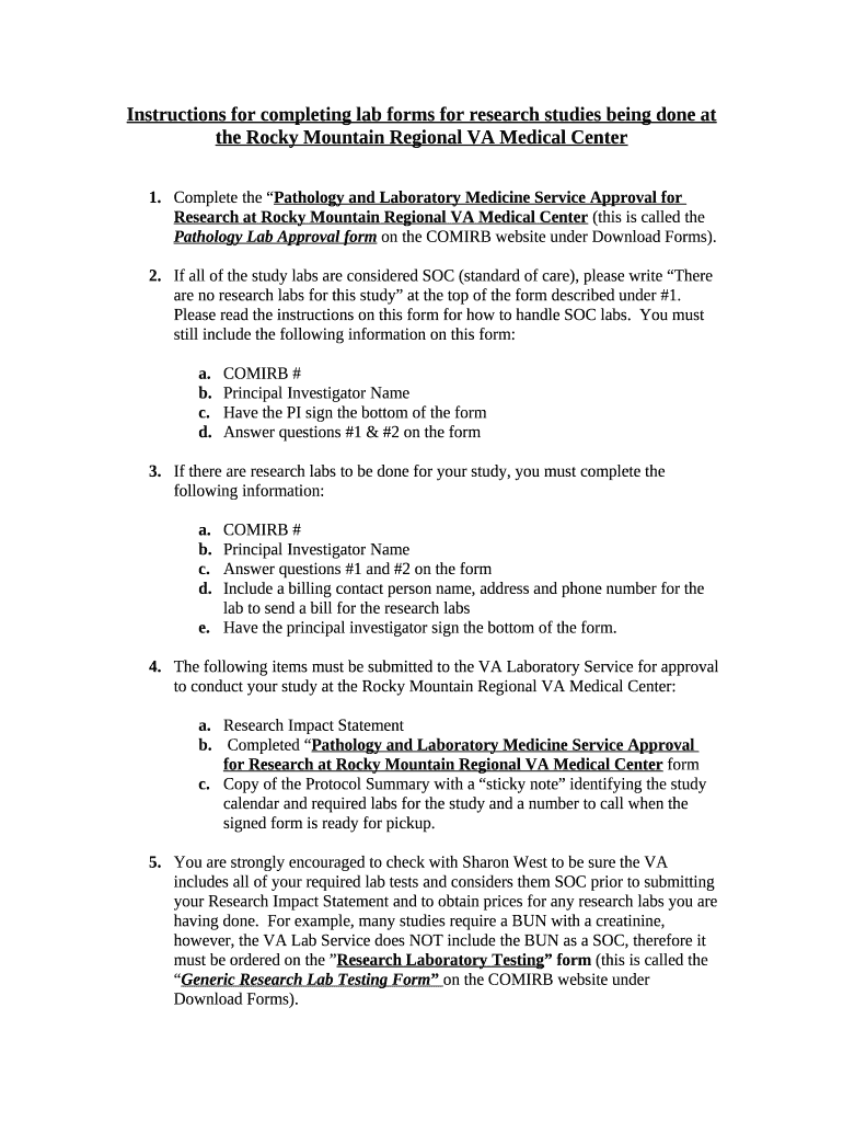 Instructions for completing lab s for research studies ... Doc Template ...