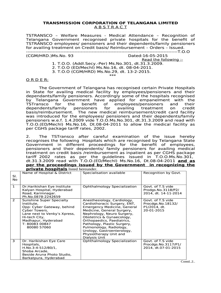 TRANSMISSION CORPORATION OF TELANGANA LIMITED Claim for Doc