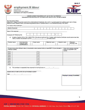 South African UIF Parental Leave Form