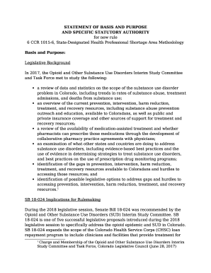 Statement of Authority, Basis and Purpose of Amendment of ...
