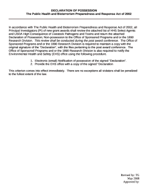 The Public Health and Bioterrorism Preparedness and Response Act of 2002