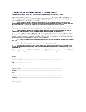 Declaration, Waiver and Release Form - Cablewakeboard.net