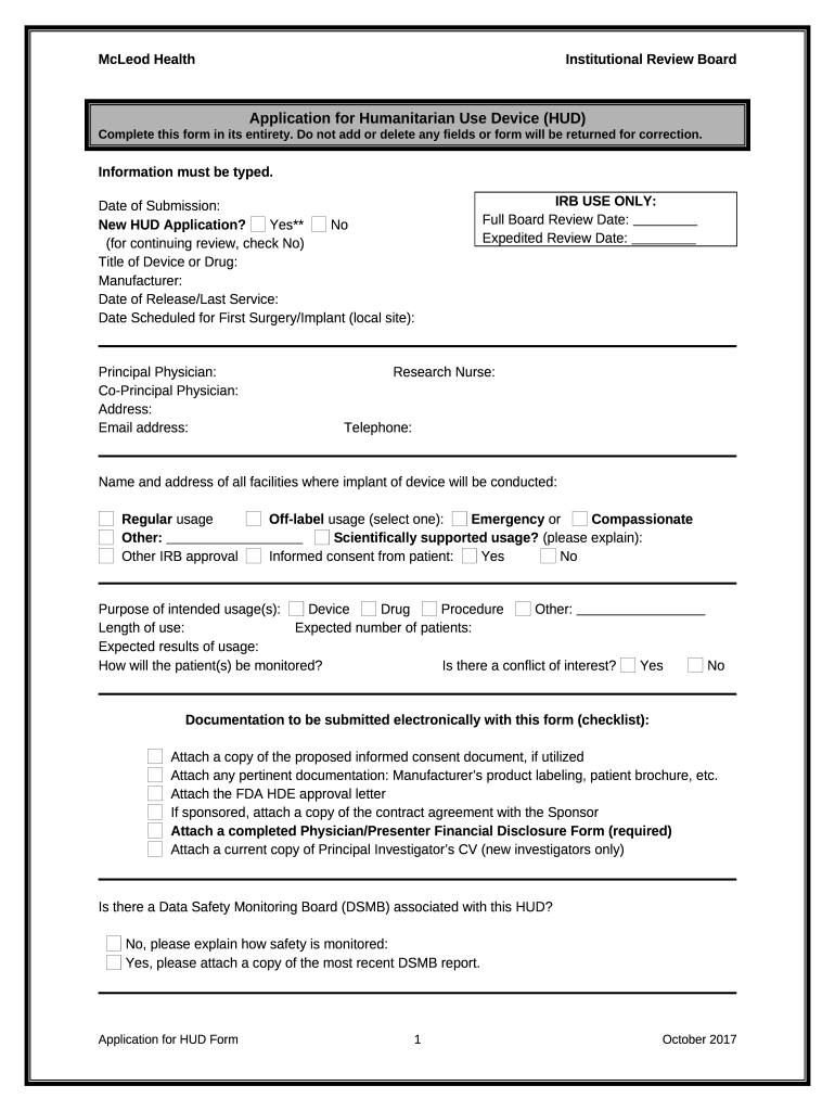 How to complete a Humanitarian Use Device (HUD) Application Doc