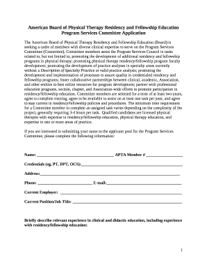 Application for Training for the Clinical Residency and Fellowship Program Credentialing Subcommittee