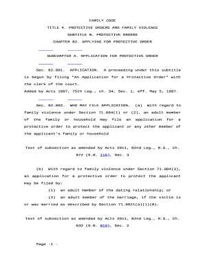 FAMILY CODE CHAPTER 82. APPLYING FOR PROTECTIVE ORDER