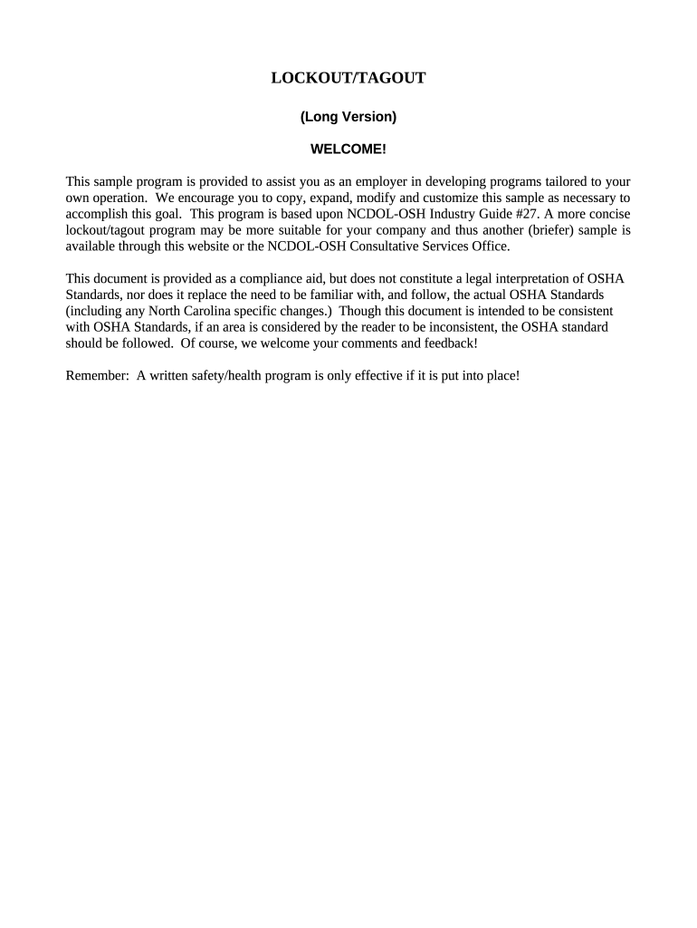 Lockout/Tagout - Connecticut Department of Labor Doc Template | pdfFiller
