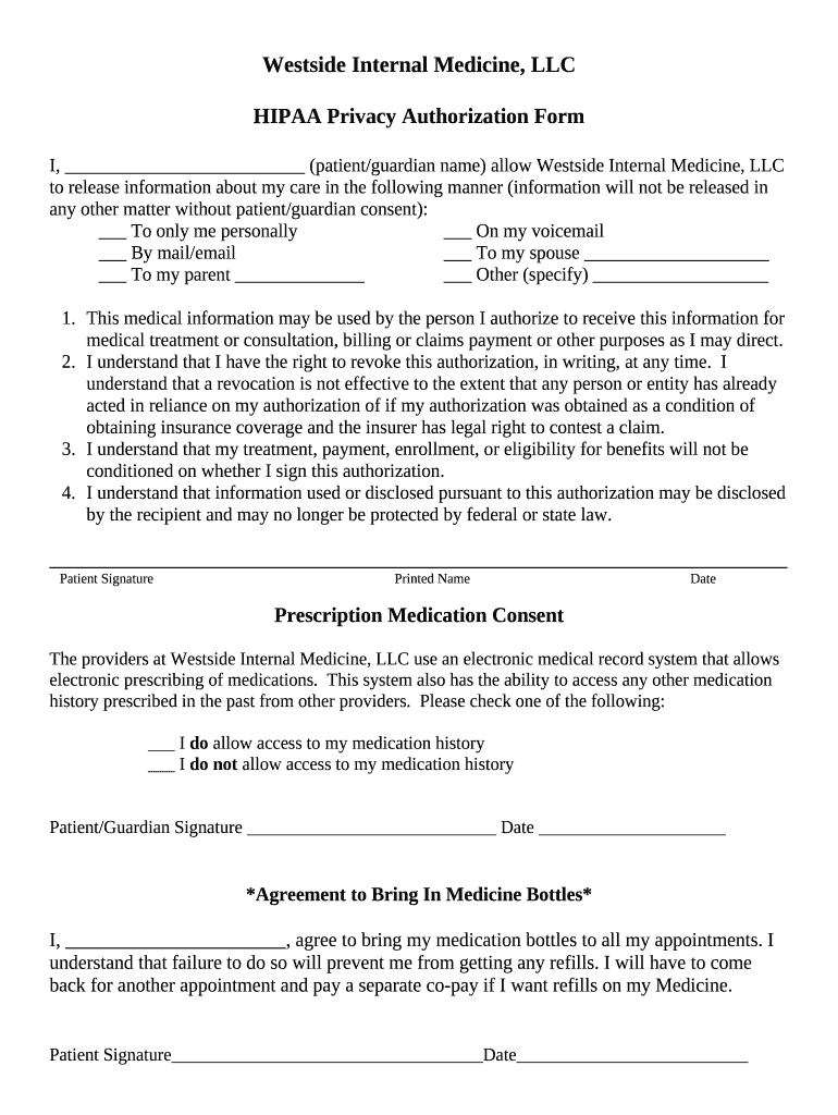Westside Internal Medicine, LLC Doc Template pdfFiller