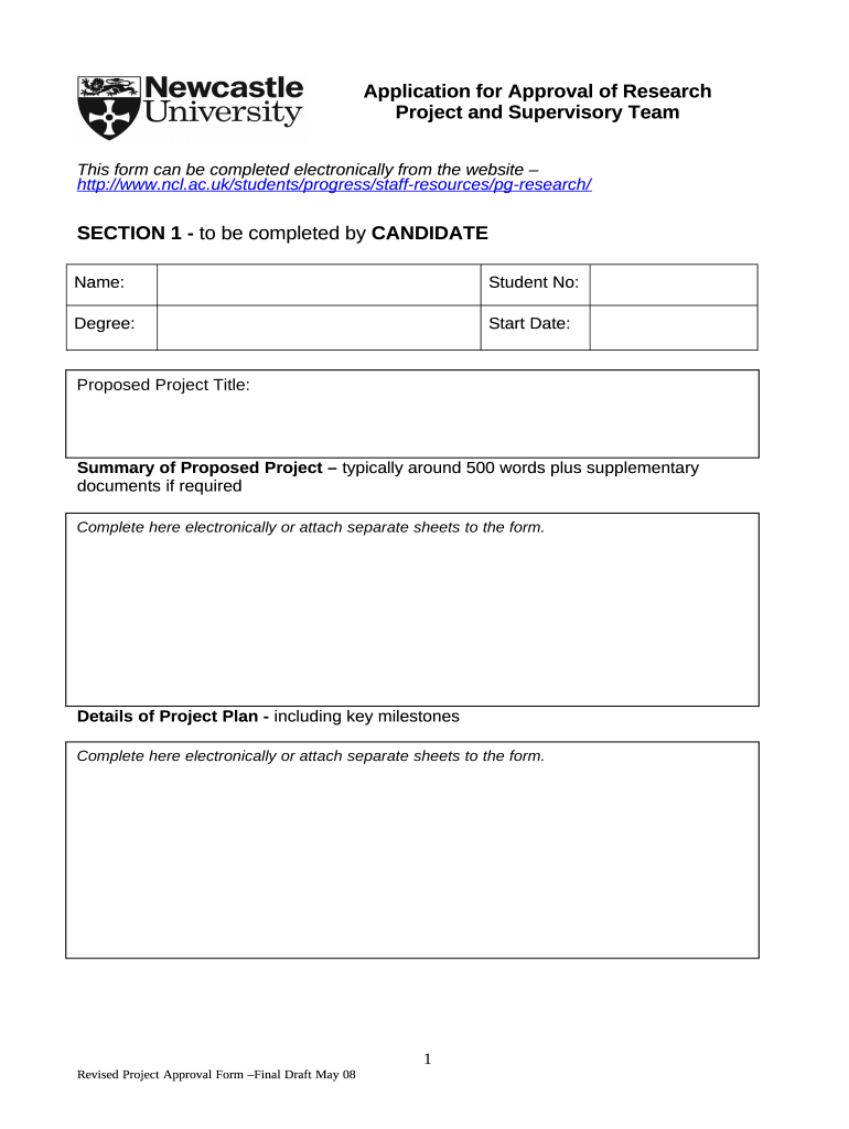 Project Approval - Student Progress - Newcastle University Doc Template ...