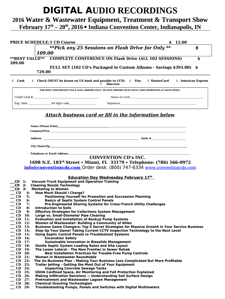 2016 Water & Wastewater Equipment, Treatment & Transport Show Doc