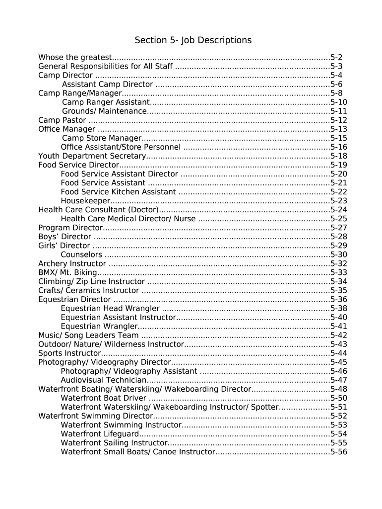 camp assistant position description department Museum of Doc