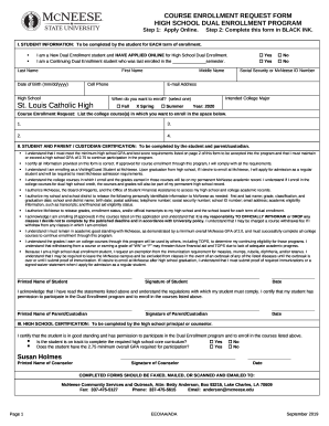COURSE ENROLLMENT REQUEST FORM HIGH SCHOOL DUAL ENROLLMENT ...