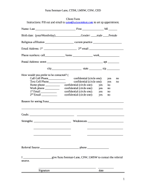 Client Intake Form - Suna Senman