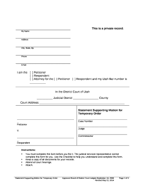 Statement Supporting Motion for Temporary Order