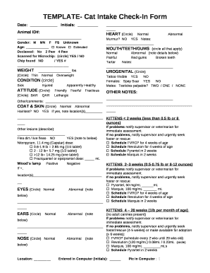 Cat Intake Check-In Form