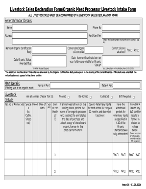 Get the Livestock Sales Declaration Form/Organic Meat ...