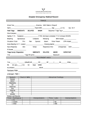Disaster Emergency Medical Record