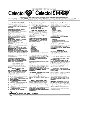 (Each CELECTOL tablet contains celiprolol 200mg, each CELECTOL 400 tablet contains celiprolol 400 mg)