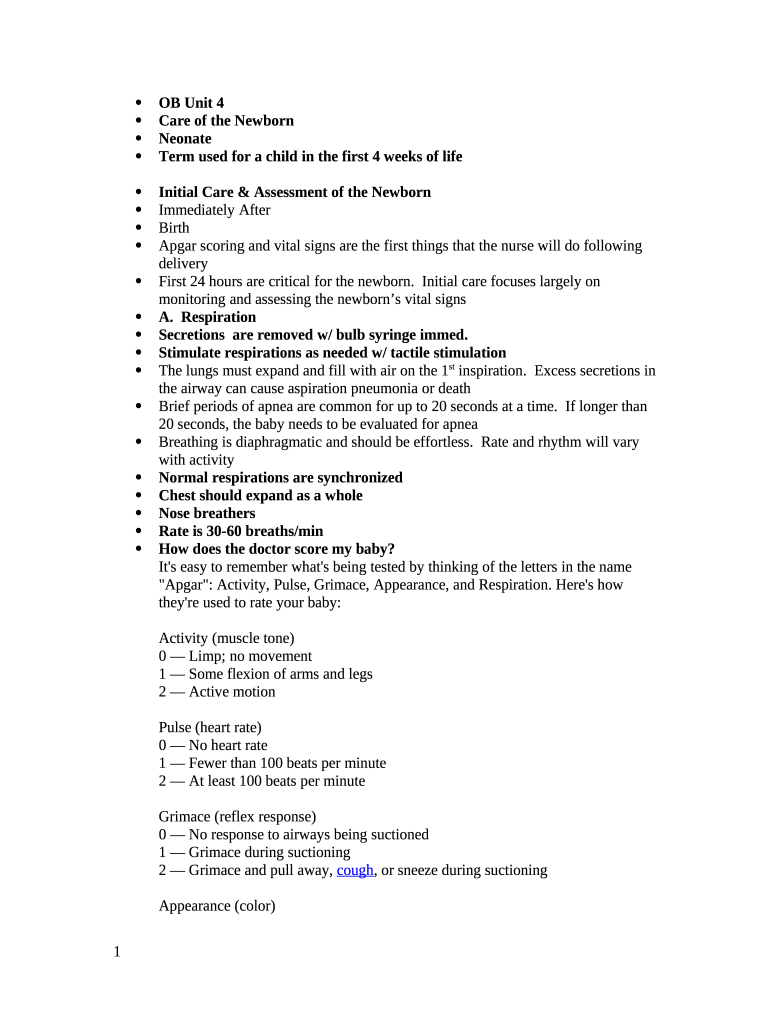 Overview of the routine management of the healthy newborn Doc