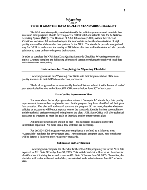 NRS State Data Quality Checklist - National Reporting System