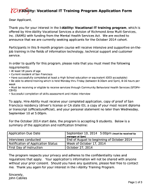 i-Ability: Vocational IT Training Program Application Form