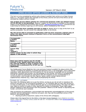 This form is to be completed by authors who choose to publish their article on an Open Access basis (i