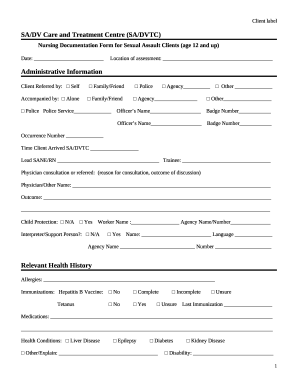 Sexual Assault Documentation Form - Home - Ontario ...