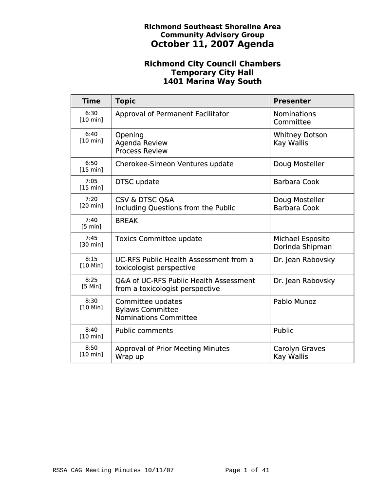 Richmond Annex Neighborhood Council Doc Template pdfFiller