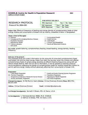 Project Title: Effects of frequency of feeding and energy density of complementary foods on total energy intakes and consumption of breast milk by healthy, breastfed children in Bangladesh