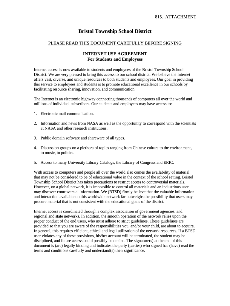 SCHOOL DISTRICT OF BRISTOL TOWNSHIP 5 Blue Lake Rd Doc Template