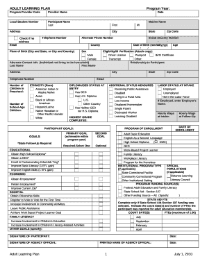 Adult Learning Plan Addendum Continued Registration