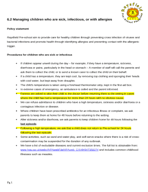 2 Managing children who are sick, infectious, or with allergies