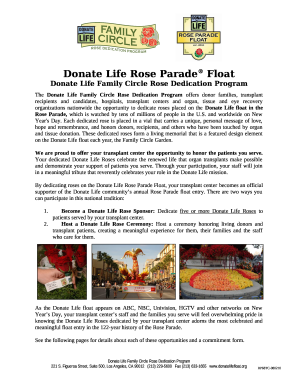 Donate Life Rose ParadeFloat Donate Life Family Circle Rose ...