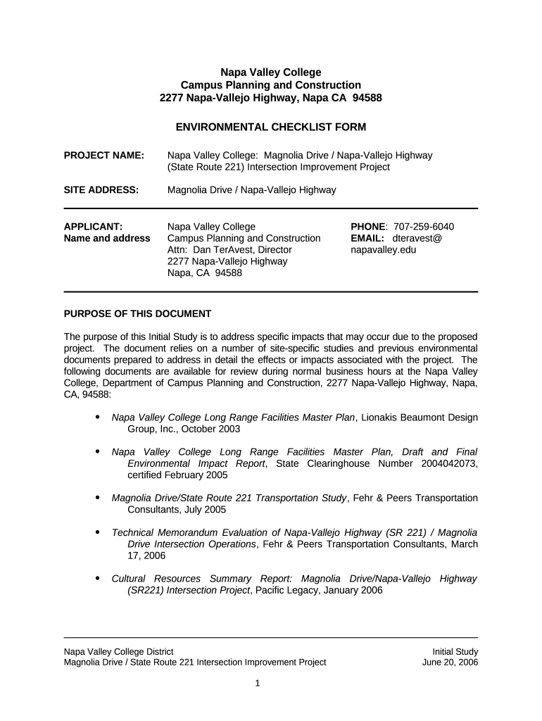 Napa Valley College Long Range Facilities Master Plan Doc Template