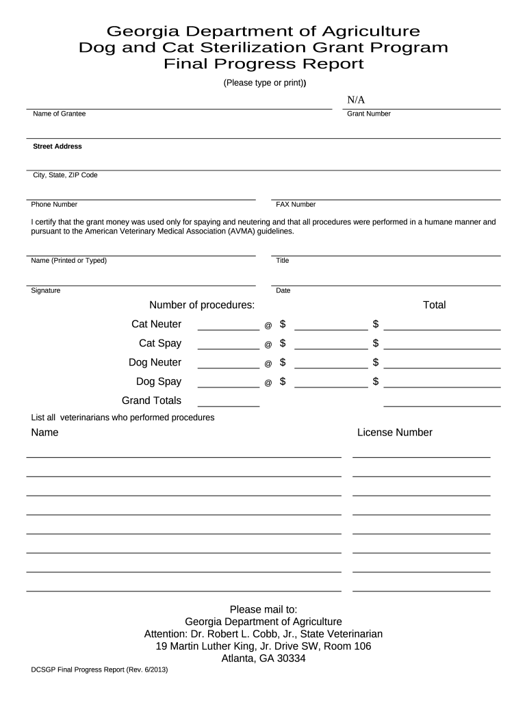 Dog and Cat Sterilization Grant Program Doc Template pdfFiller