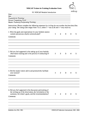 NIDCAP Trainer-in-Training Evaluation Form