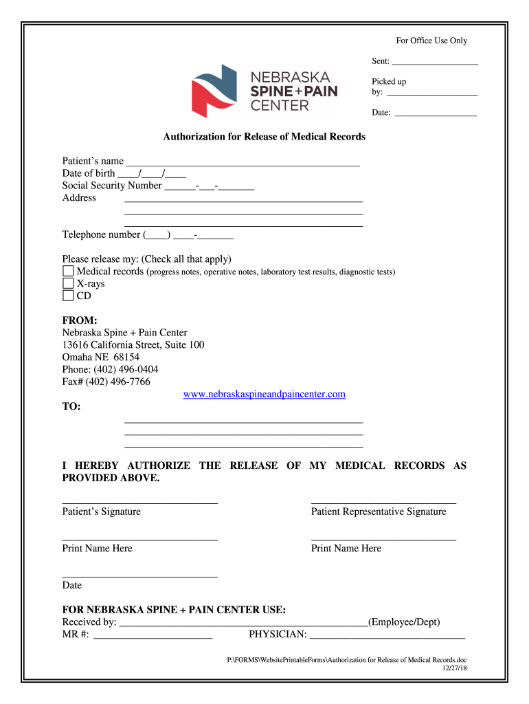 Fillable Online Medical records (progress notes, operative notes ...