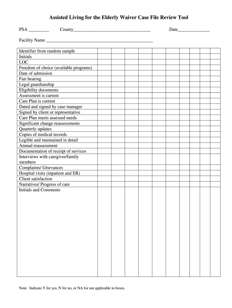 Fillable Online MEDICAL RECORD REVIEW TOOL elderaffairs.state.fl.us