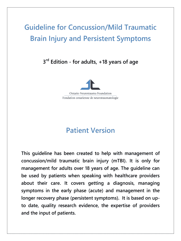 Fillable Online Clinical practice guidelines for mild traumatic brain