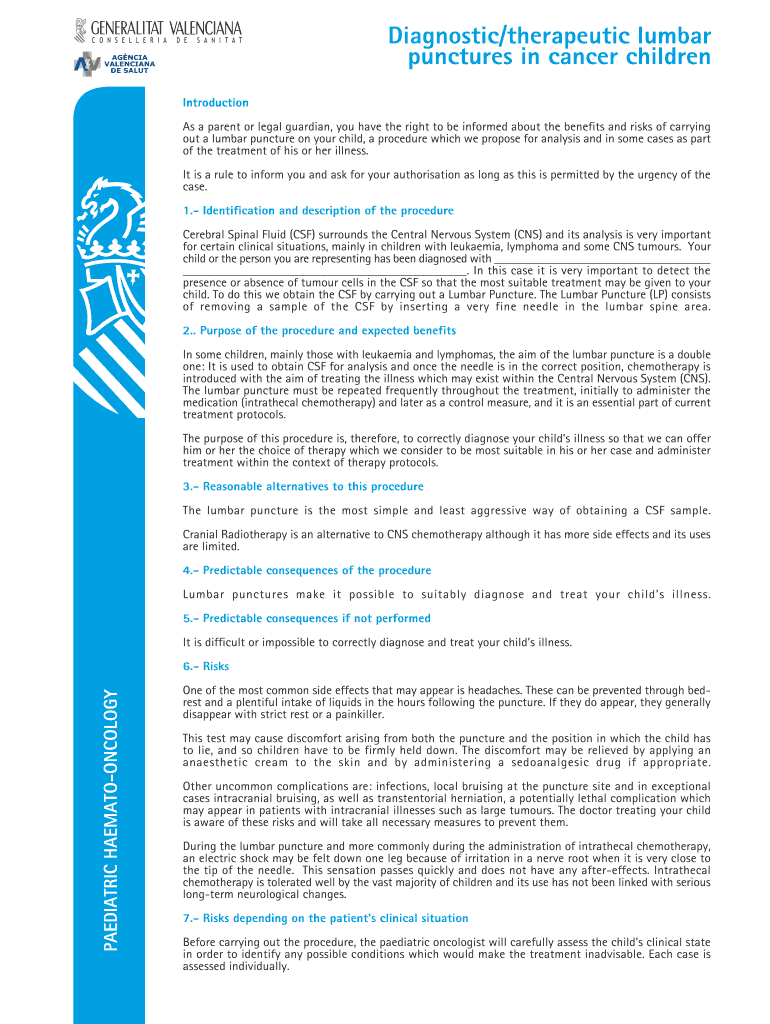 Kids Health Info : Lumbar puncture - Royal Children's Hospital Preview on Page 1